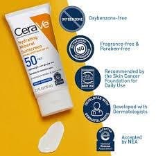CeraVe Hydrating Mineral Sunscreen Spf 50, 75ml