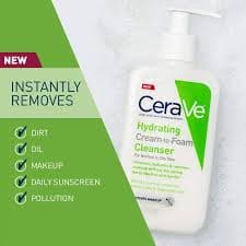 CeraVe Hydrating Cream-to-Foam Cleanser for Normal to Dry Skin, 355ml