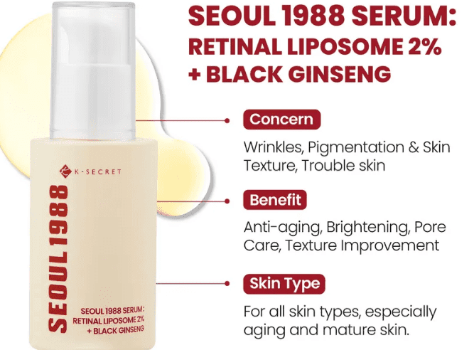 KSECRET - SEOUL 1988 Serum : Retinal Liposome 2% + Black Ginseng, 30ml