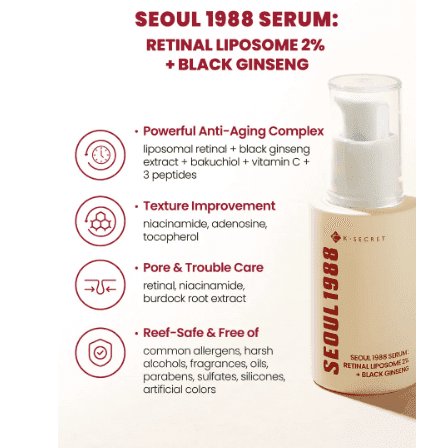 KSECRET - SEOUL 1988 Serum : Retinal Liposome 2% + Black Ginseng, 30ml