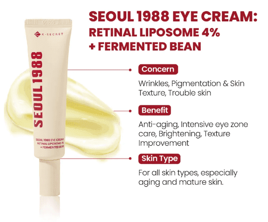 KSECRET - SEOUL 1988 Eye Cream : Retinal Liposome 4% + Fermented Bean, 30ml
