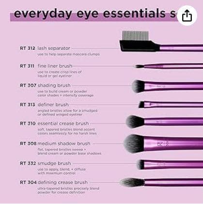 REAL TECHNIQUES Everyday Essentials Eye, Purple, 8 Piece Set